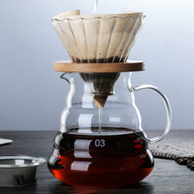 Load image into Gallery viewer, Coffee Dripper and Pot Set Wooden Brackets Glass 700ML/500ML/350ML Japness Style V60 Glass Coffee Filter Reusable Coffee Filters
